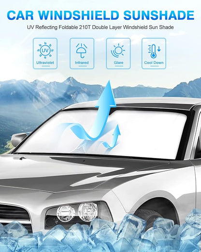 KUST Windshield Sun Shade for 2006–2010 Dodge Charger Window Shade Sun Visor - Image 3