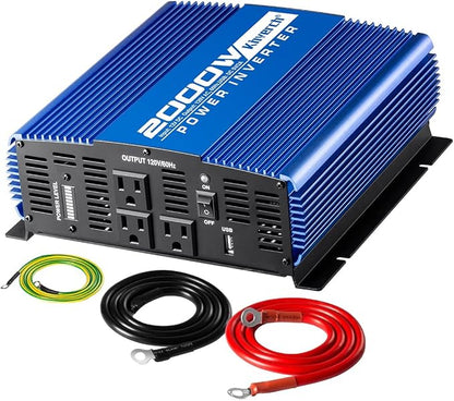 2000W Continuous/ 4000W Peak Power Inverter 3 AC Outlets 12V to 110V Car by kinverch