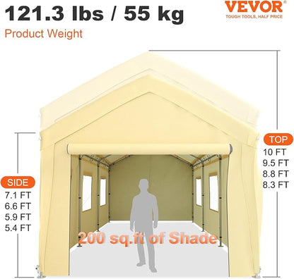 VEVOR Carport 10x20 ft Heavy Duty Canopy, Portable Garage Shelter - Image 7