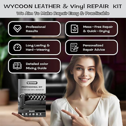 Black Leather & Vinyl Repair Kit, Fix Fading, and Peeling on Leather and Vinyl - Image 3