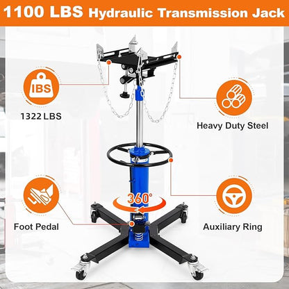 Transmission Jack, 2-Stage Hydraulic Telescopic Jacks, Lifts 34"-68", - Image 2
