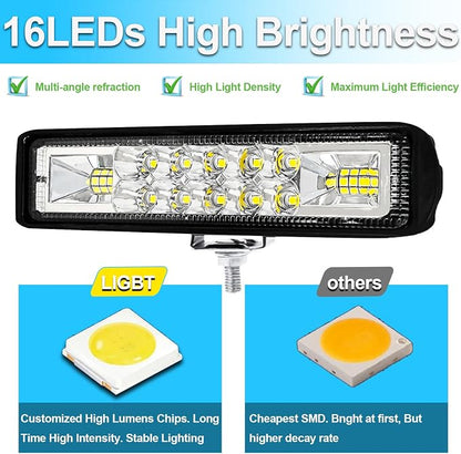 LIGBT 2PCS LED Light Bar 5.7 Inch Slim 60W Led Driving Lights Waterproof - Image 2