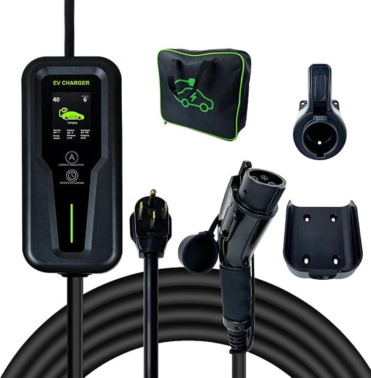 Level 2 EV Charger 40Amp, NEMA 14-50 J1772 Connector and 25 ft Cable, Portable by LOYALGLORY