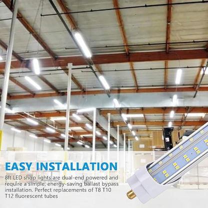 4 Pack, 120W 8ft Led Bulbs, 19500lm 6000k 8' Led Bulb, V Shaped Clear Cover T8 - Image 2