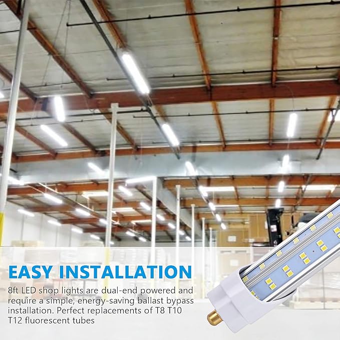 10 Pack, 8 Foot LED Bulbs, 150W 19000lm 5000K Daylight, Super Bright, T8 T10 - Image 2