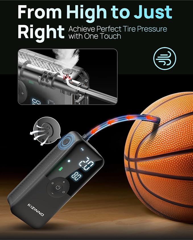 Electric Bike Pump Portable for Bicycle Tires, Compact Motor Air Pump - Image 3