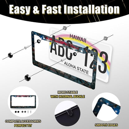 American Flag License Plate Frame Patriotic USA License Plate Holder Stainless - Image 7