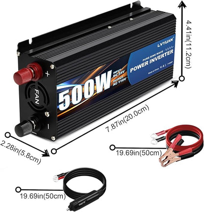 LVYUAN 500 Watt Pure Sine Wave Power Inverter 24V to 110V/120V DC to AC - Image 3