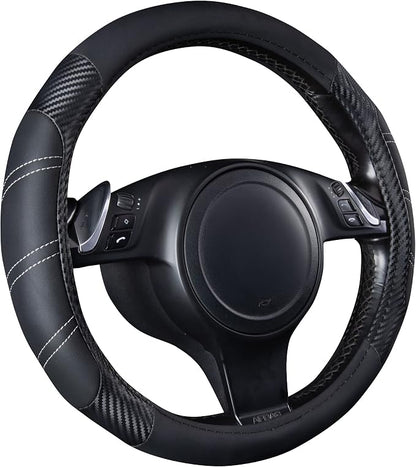 CAR PASS Line Rider Microfiber Leather Sporty 14.5-15 inch Steering Wheel Cover - Image 2