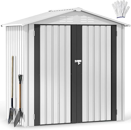 DWVO 6x4ft Metal Outdoor Storage Shed, Waterproof Tool Shed Heavy-Duty Storage by DWVO