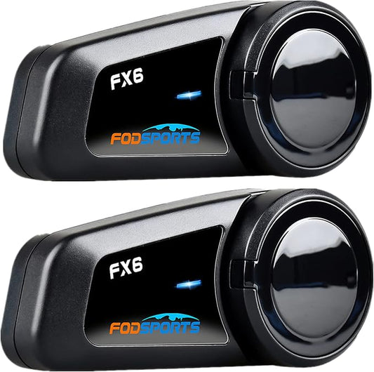 Fodsports FX6 Motorcycle Bluetooth Headset 2 Pack, 6 Riders Group Motorcycle by FODSPORTS