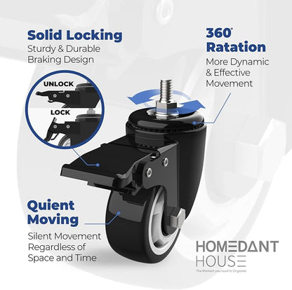 HOMEDANT House 5-Tier Metal Rolling Cart Shelf Rack Casters Heavy Duty Wheel - Image 9