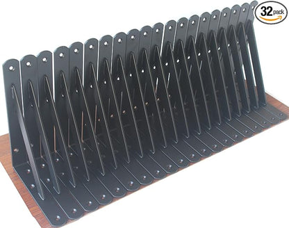 32 Pack L8 x H 6" Black Heavy Duty Shelf Brackets by MHMYDZ