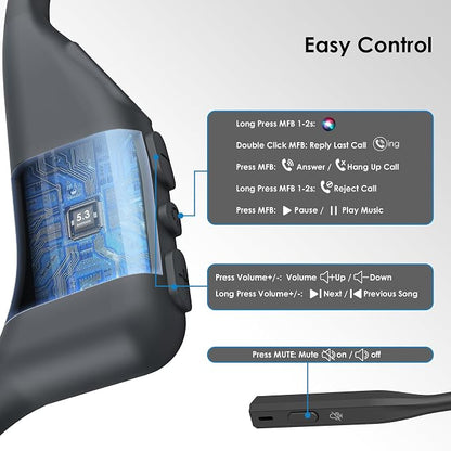 Open Ear Headphones with Mic, Dual Connect Bluetooth 5.3 with AI Noise - Image 6