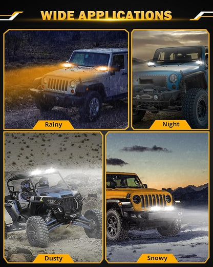 Auxbeam 7 Inch 300W LED Light Bar, 6 Modes Strobe Amber Pod Lights Yellow Fog - Image 7