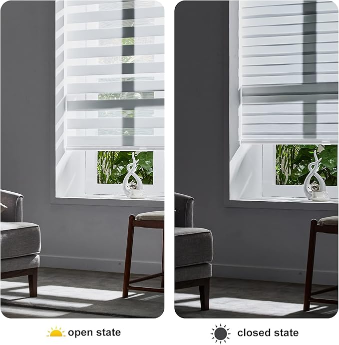 Persilux Cordless Zebra Blinds for Windows Dual Layer Roller Blinds Free-Stop - Image 5