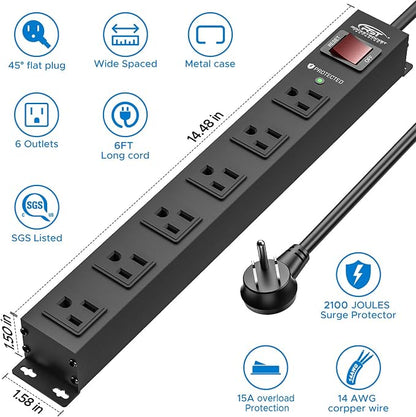 CRST 6 Outlet Heavy Duty Power Strip - Image 2