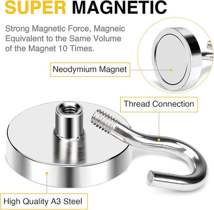 DIYMAG Magnetic Hooks, 118 LB Heavy Duty Strong Magnet - Image 2
