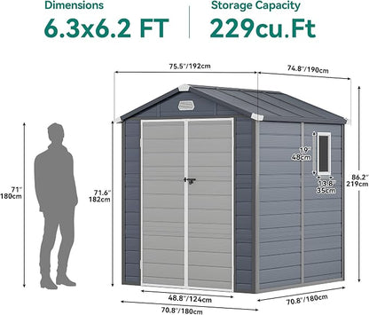 YITAHOME 6x6FT Outdoor Storage Shed w/o Floor, All-Weather Plastic Shed - Image 7