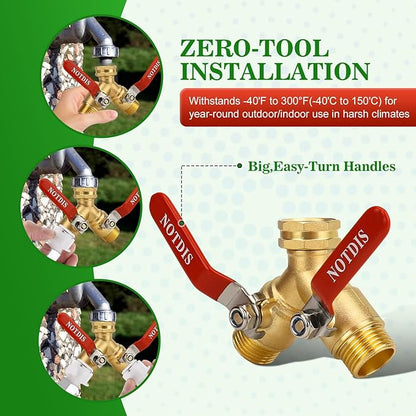 Hose Splitter 2 Way Heavy Duty Brass Garden Hose Splitter - Image 2