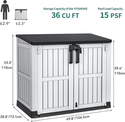 YITAHOME 36 cu ft Resin Outdoor Storage Shed, Weather-Resistant Horizontal Tool - Image 8