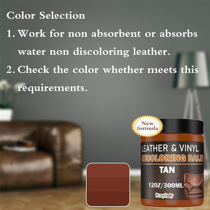 Saddle Tan Leather Dye Light Brown Recoloring Balm Repair Kit Vinyl Car Seat - Image 6