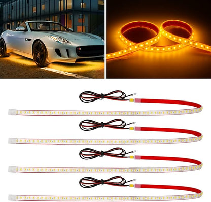 Amber Led Strip Lights, 24inch 12V Interior Light Strip IP68 Waterproof Cuttable by DUOFU365