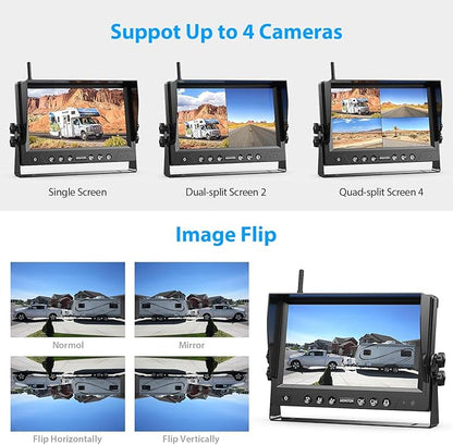 4 Magnetic Solar Wireless Backup Camera HD1080P 9" Loop Recording Monitor - Image 4