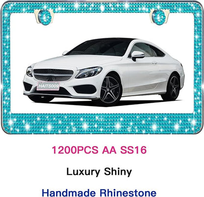 2 Pack License Plate Frames for Women, Sparkly Rhinestone Diamond Car - Image 5