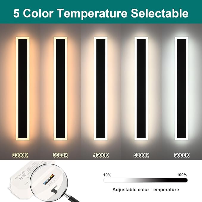 2 Pack Modern Outdoor Long Wall Lights Fixture, 40 inch Outdoor LED Wall Sconce - Image 5