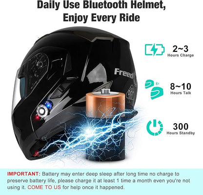 FreedConn BM2-S Bluetooth Motorcycle Helmet, Flip-Up Modular Motorbike Helmet - Image 6