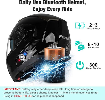 FreedConn BM2-S Bluetooth Motorcycle Helmet, Flip-Up Modular Motorbike Helmet - Image 4