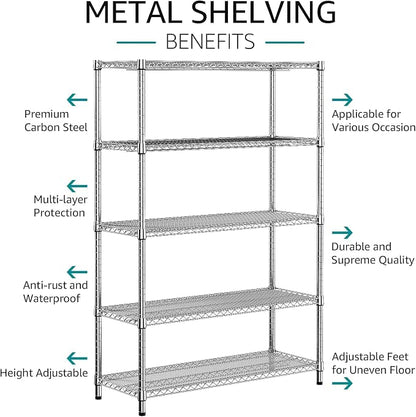 IZEUK 3300 LBS Garage Shelving Wide Storage Shelves 5 Tier Metal Shelves Heavy - Image 5