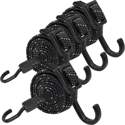 Bungee Cords with Hooks Heavy Duty, Flat Adjustable Bungee Cords with Hooks 40 by Rugtol