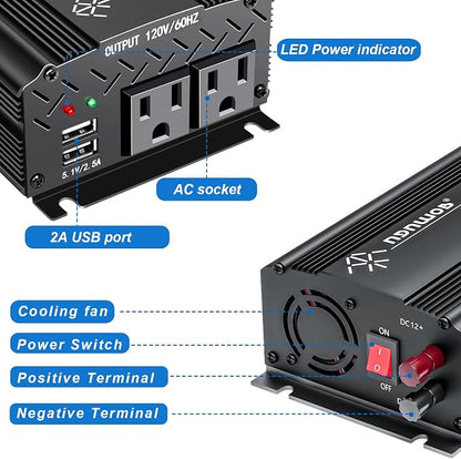 12V to 110V Inverter - 750W Car Inverter - Image 2