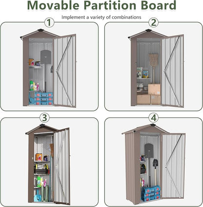 2.5x1.4 FT Outdoor Storage Shed, Small Metal Garden Shed - Image 7