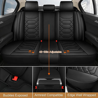 Pariitadin Leather Car Seat Covers Full Set, Waterproof Faux Leather Seat Covers - Image 4