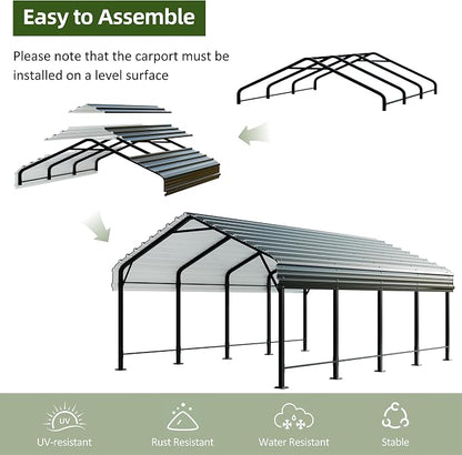 JAMFLY Carport, 12X15 FT Metal Carport, Heavy Duty Carport Canopy - Image 6