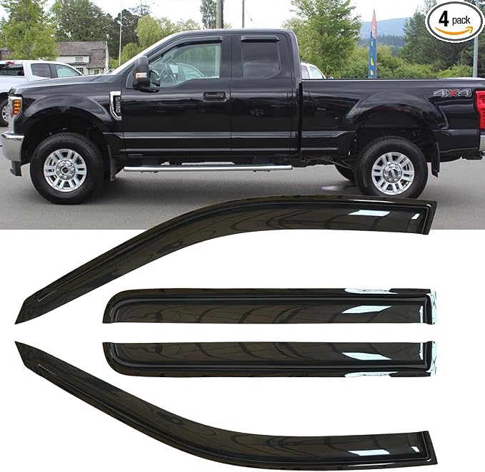 4pcs Original Shatterproof Outside Mount Style Side Window Visor Deflector Rain by Deebior