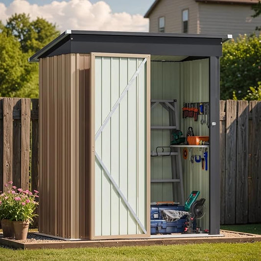 Greesum 5×3FT Outdoor Storage Shed, Metal Patio Storaged Sheds by BuynowfromGreesum