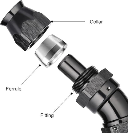EVIL ENERGY 6AN 30 Degree PTFE One Piece Full Flow End Hose Fitting Aluminum - Image 2