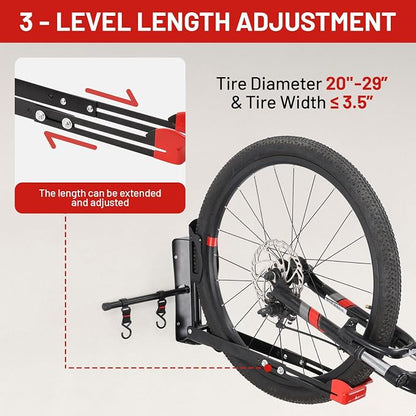Bike Wall Mount Rack Adjustable & Foldable Garage Bike Rack - Image 3