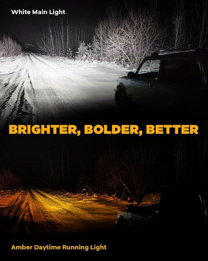 Auxbeam V-Ultra Series 7 Inch Round Off-Road Lights, Amber DRL Light Bar - Image 3