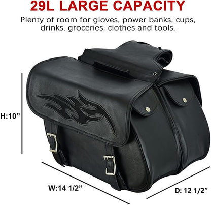 Dream Apparel Naked Cowhide Leather Motorcycle Saddle Bags Throw Over Saddlebags - Image 2