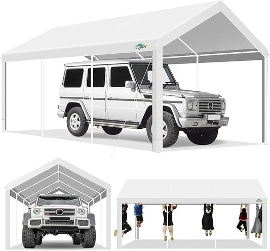 COBIZI Carport 10x20ft Heavy Duty Portable Garage, 2.0 Powder Coated Frame by COBIZI