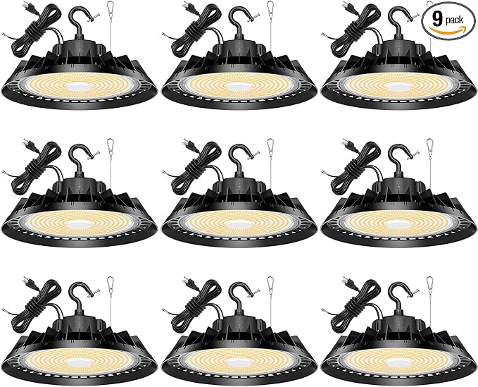 9Pack LED High Bay Lights, Super Bright 200W UFO High Bay LED Shop Lights by BBESTLED