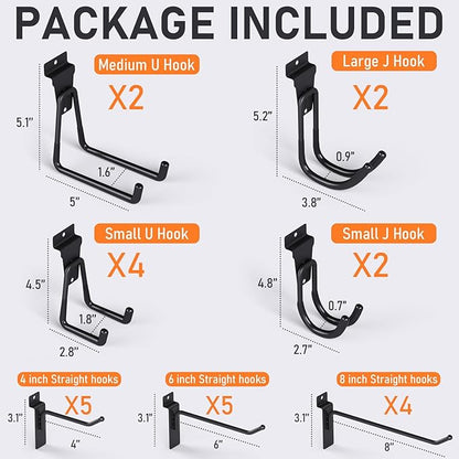 INCLY 24 Pack Heavy Duty Slatwall Hooks, Slat Wall Hanging Hooks and Hangers - Image 2