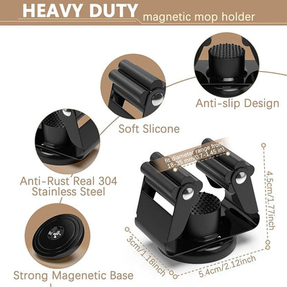 3-H Magnetic Broom Holder with Strong Magnetic Hook 8 Pack, Broom Holder Wall - Image 2