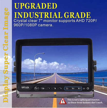 AHD 1080P 7" Reverse Rear View Backup Dual Camera System, Two Cameras - Image 2