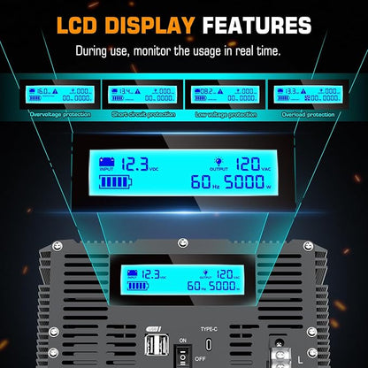 5000 Watt Power Inverter 12V DC to 110V 120V Converter - Image 4